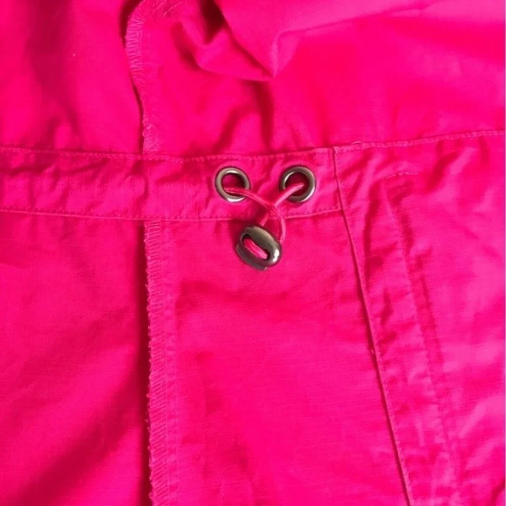 Chicos Bright Pink 3/4 Sleeve Convertible Collar Jacket Ripstop Women Medium